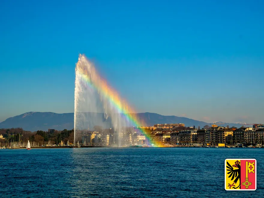 Le Jet d'eau et la rade de Genève